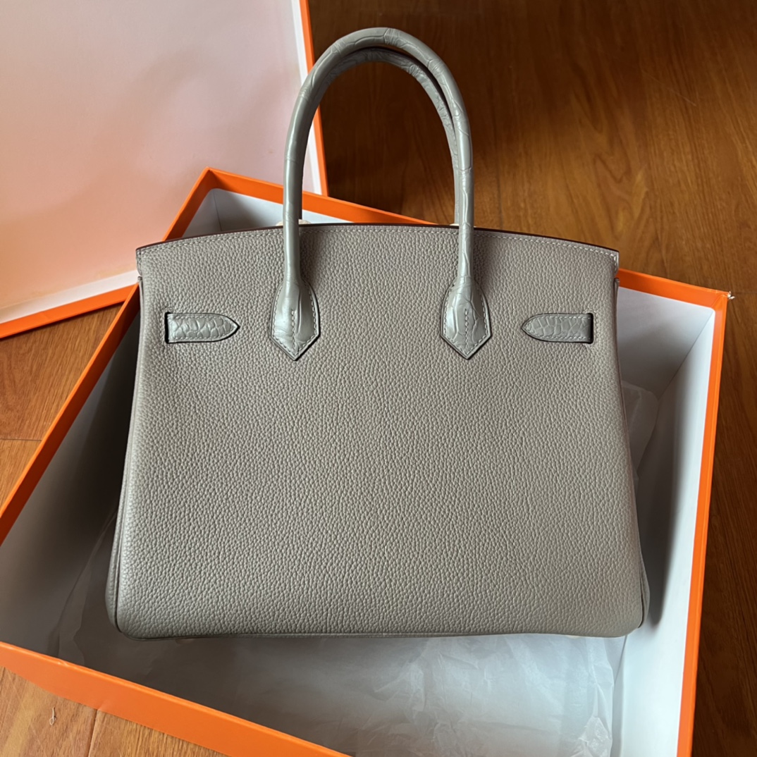 Hermes Birkin Bag 25cm Epsom Leather Gray