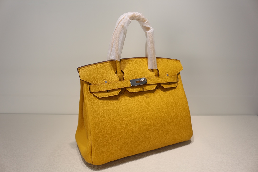 HERMES Birkin bag Birkin 30 Togo yellow sticker attached