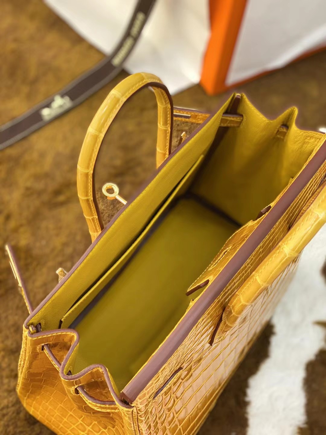 Hermes Birkin bag Niloticus crocodile skin Yellow