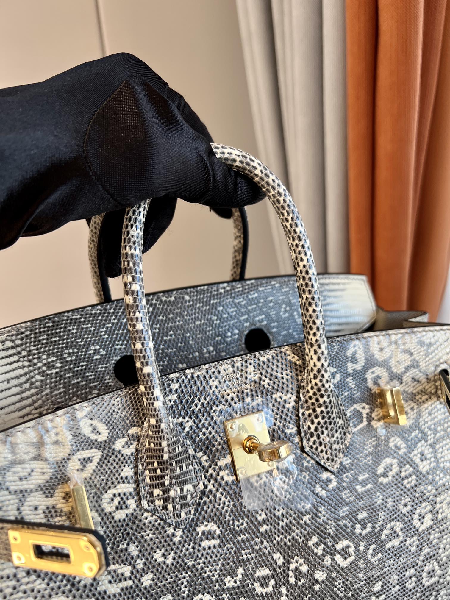 Hermes Birkin Bag Size 25 Gray Lizard Skin