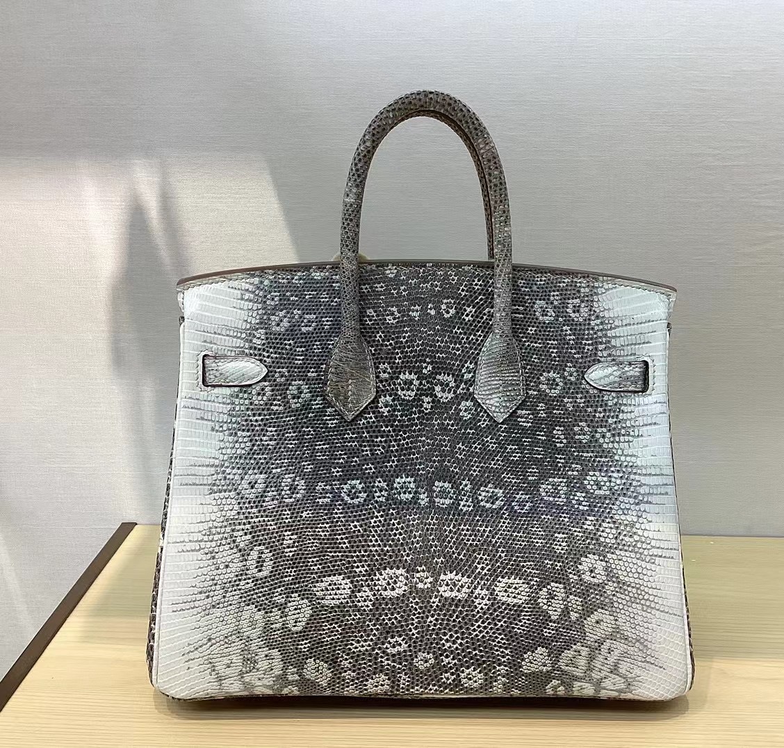 Hermes Birkin Bag Size 25 Gray Lizard Skin