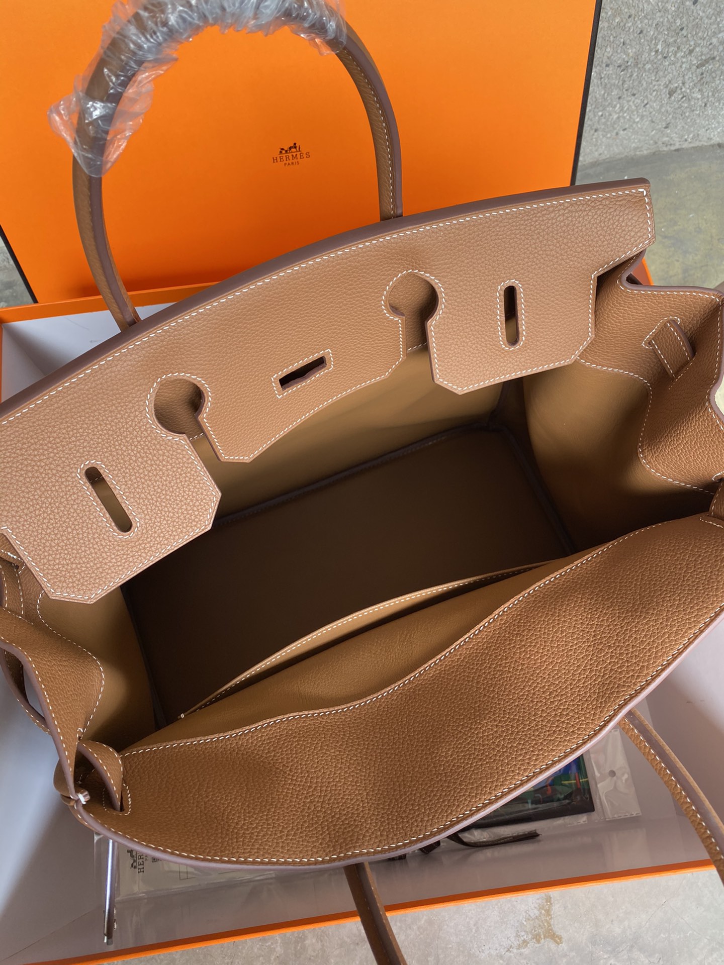 Hermes Birkin HAC Bag Togo Leather Palladium Hardware In Brown