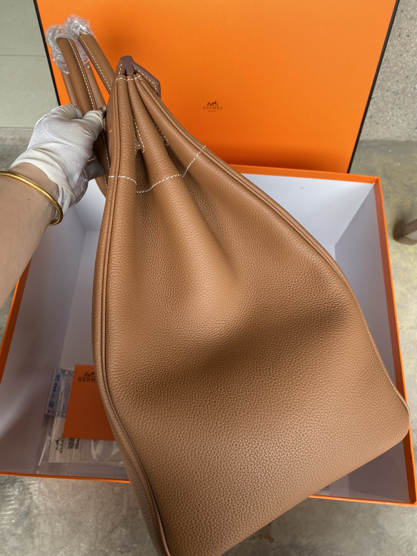 Hermes Birkin HAC Bag Togo Leather Palladium Hardware In Brown