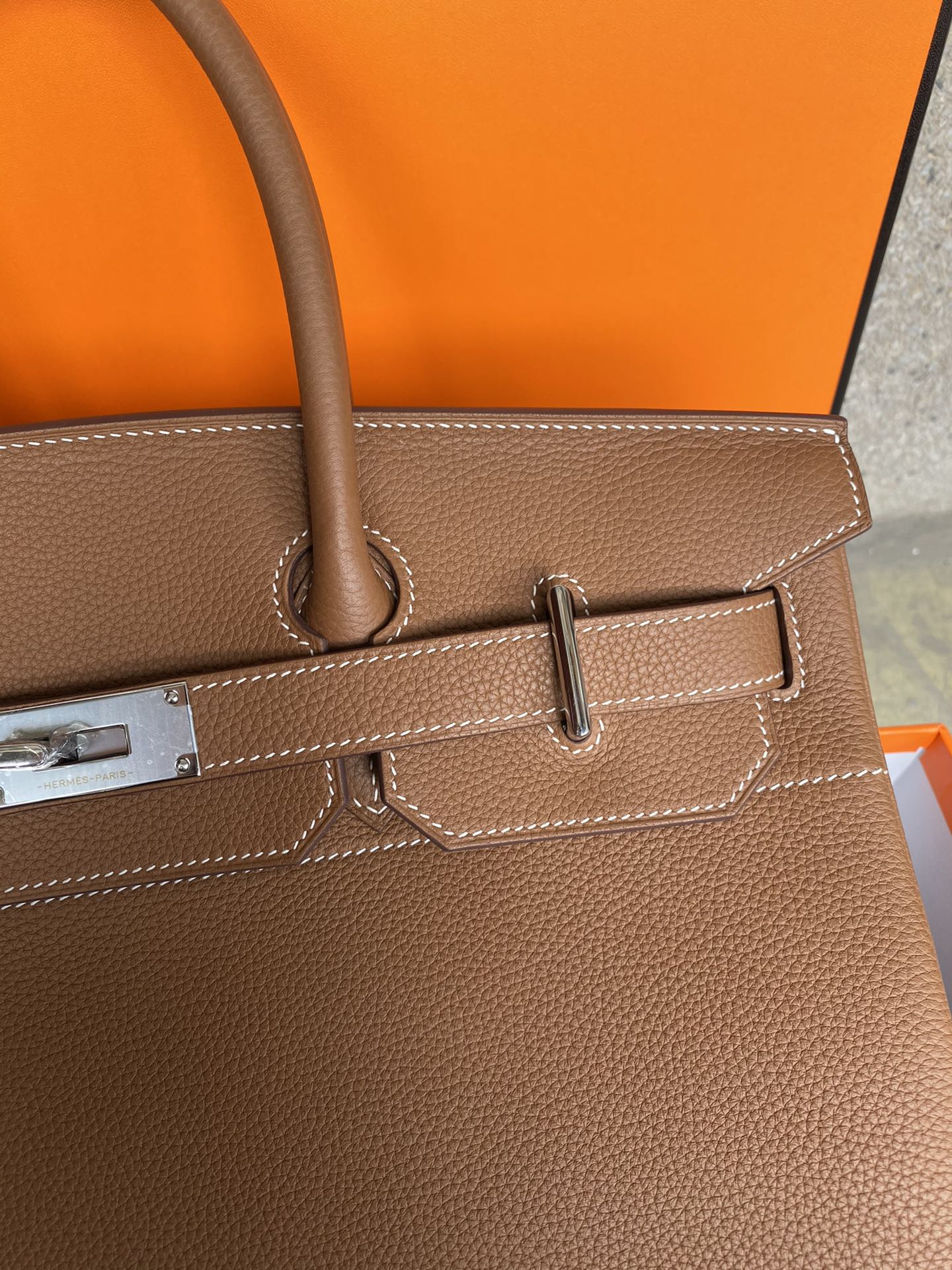 Hermes Birkin HAC Bag Togo Leather Palladium Hardware In Brown