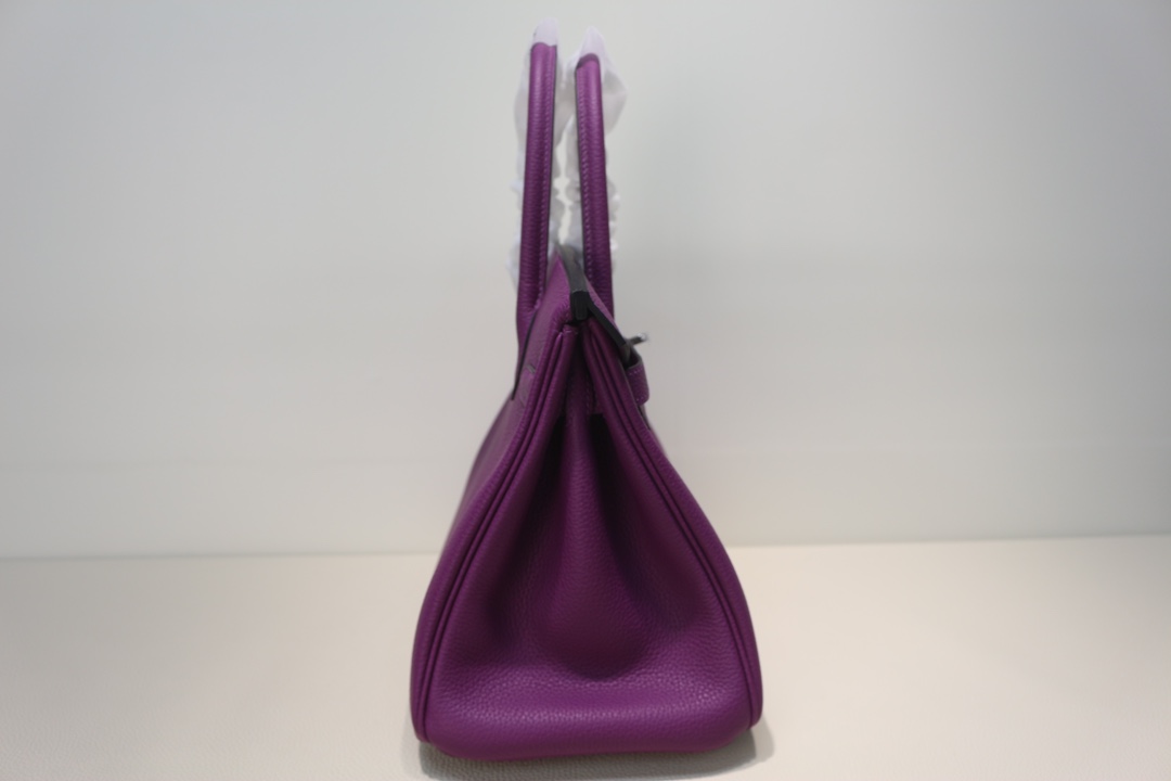 Hermes Birkin Handbag Purple Swift with Palladium Hardware
