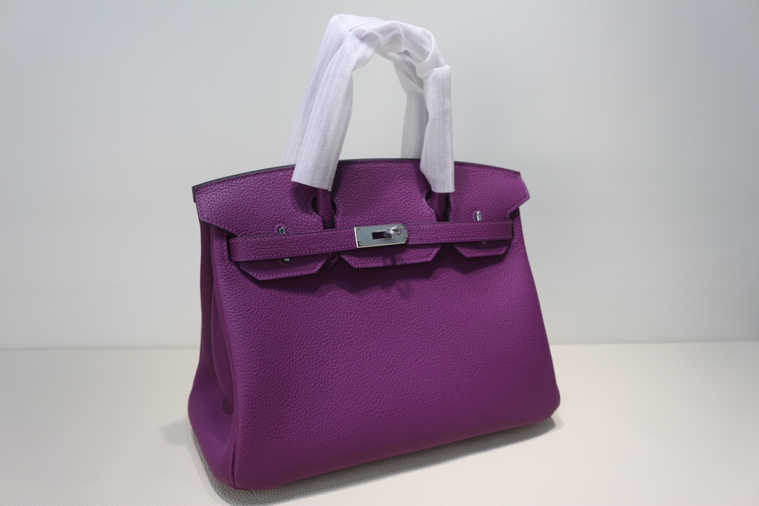 Hermes Birkin Handbag Purple Swift with Palladium Hardware