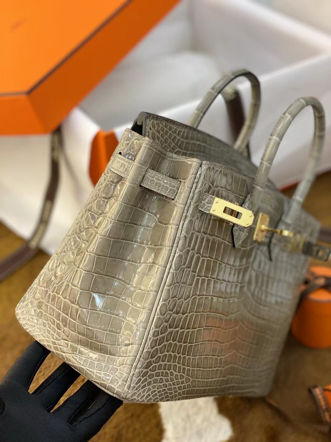 Hermes Birkin HSS 30 Bag Crocodile Gris Tourterelle