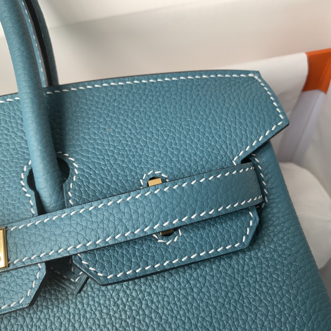 Hermes Birkin Togo Blue Jean 25CM Handmade Hand-sewn Bag