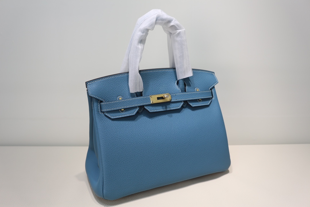 Hermes Birkin Togo Blue Jean 25CM Handmade Hand-sewn Bag