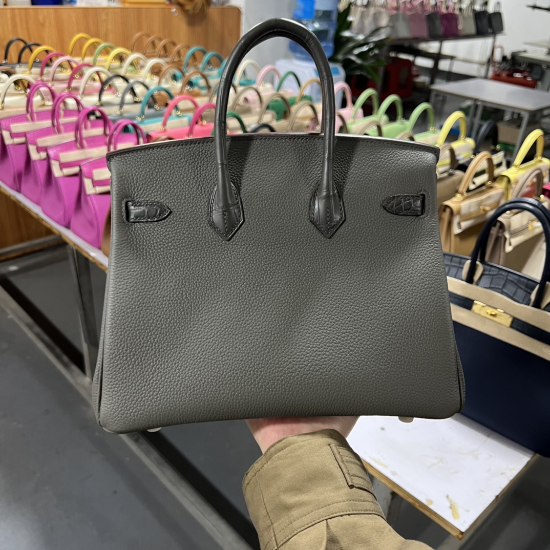 Hermes Birkin Togo charcoal grey Gold Hardware Handmade hand sewn 25cm