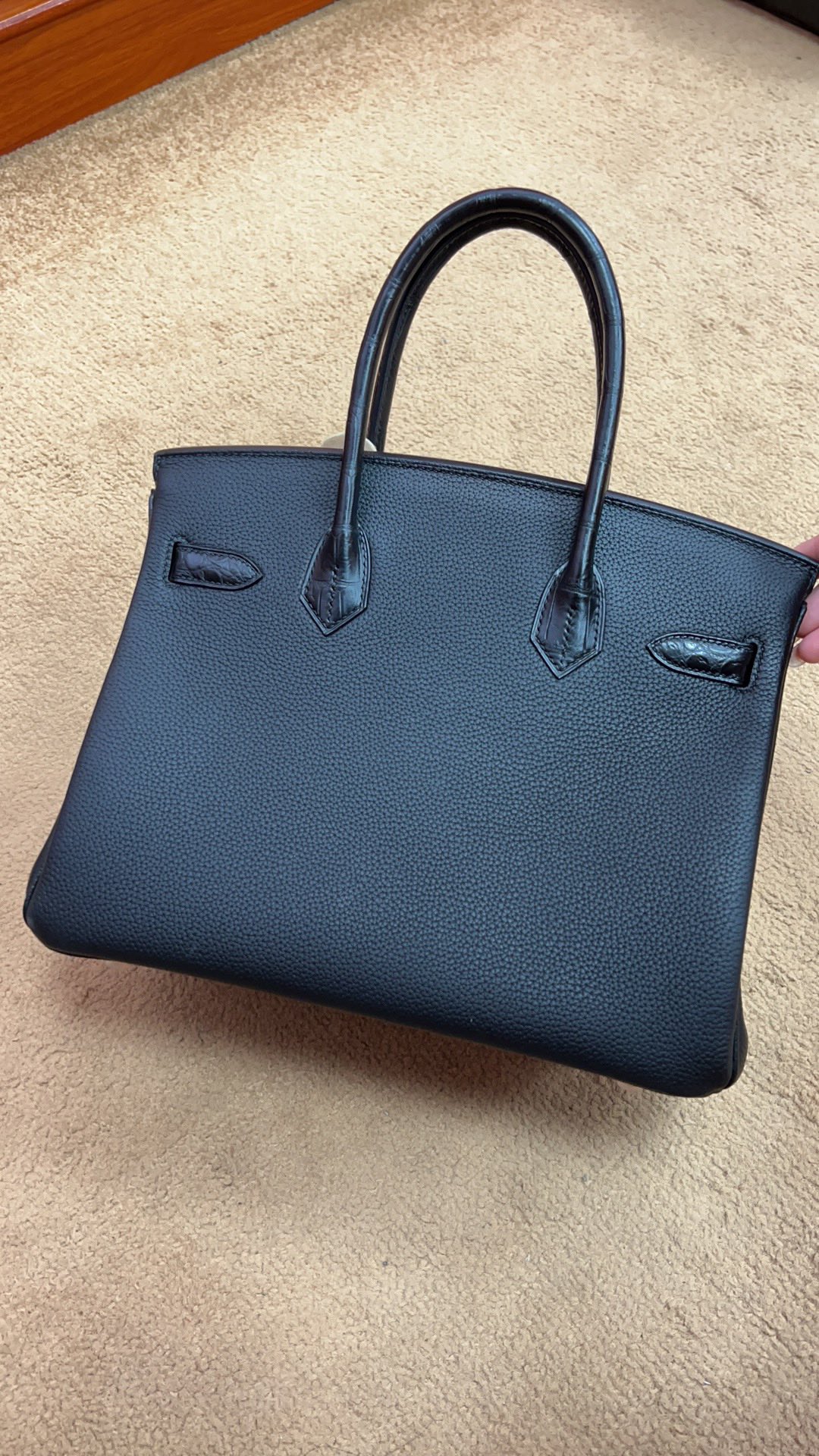 HERMES Birkin Touch 30 Niloticus Togo Black Gold Buckle Gold Lock