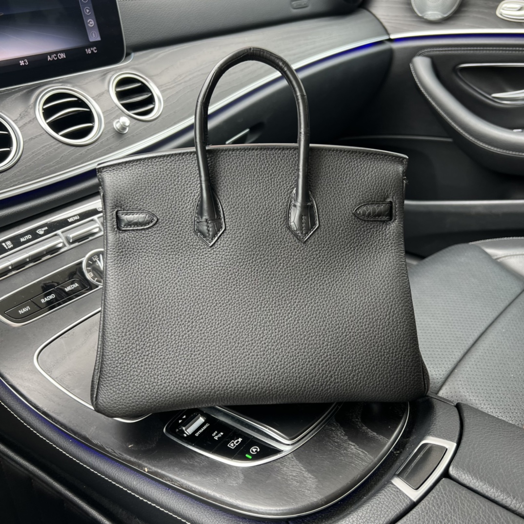 Hermes Birkin Touch 30 Niloticus Togo Black Gold Buckle Gold Lock