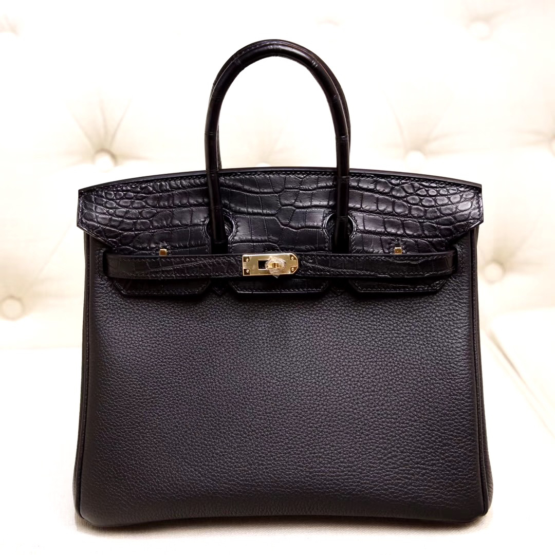Hermes Birkin Touch 30 Niloticus Togo Black Gold Buckle Gold Lock