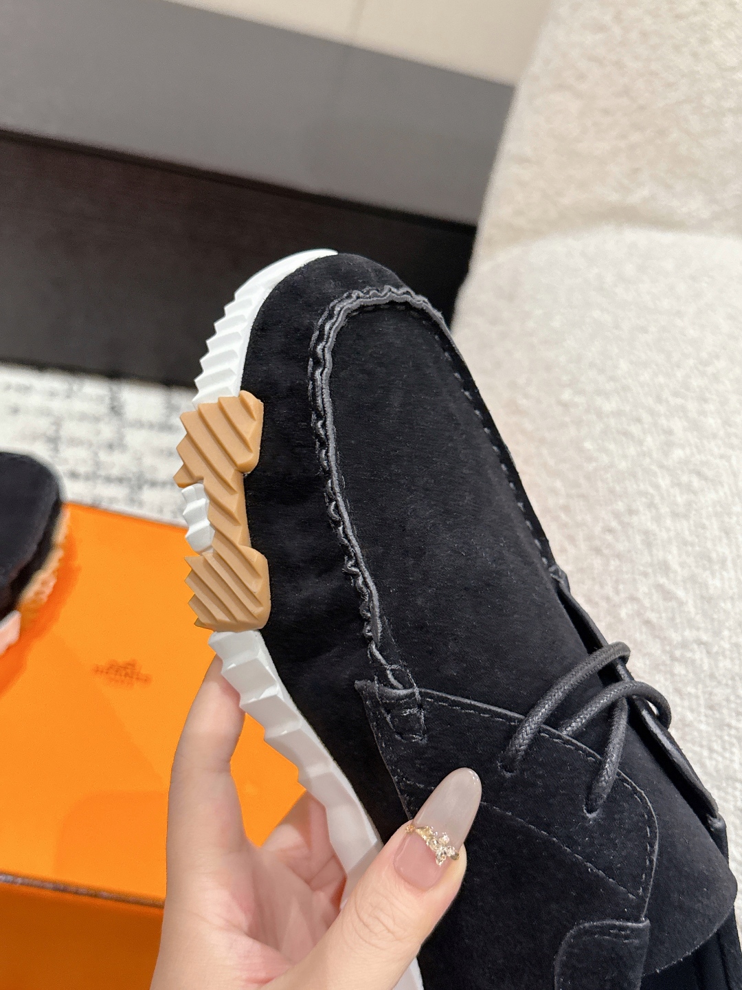 Hermes Black Suede Casual Sneakers