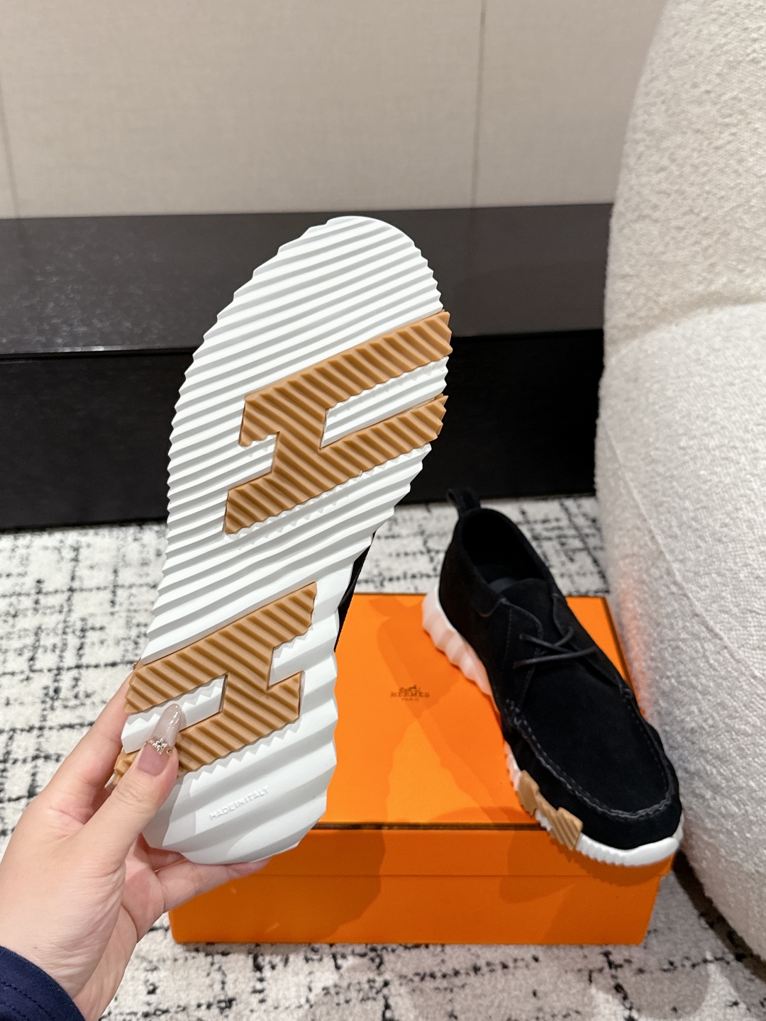 Hermes Black Suede Casual Sneakers