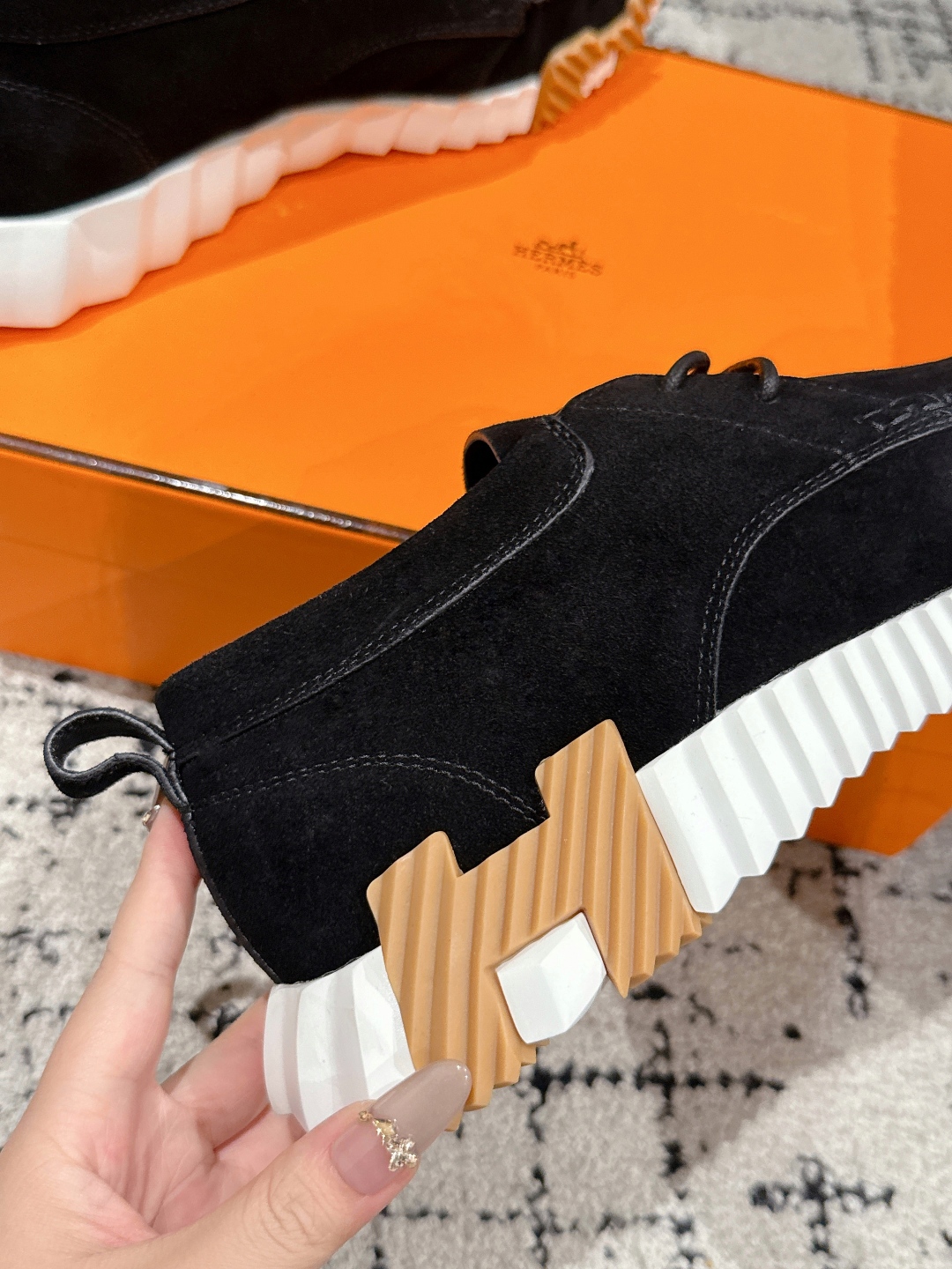 Hermes Black Suede Casual Sneakers