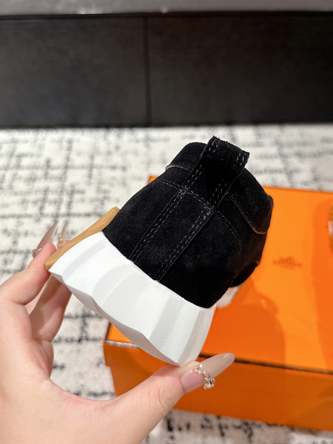 Hermes Black Suede Casual Sneakers