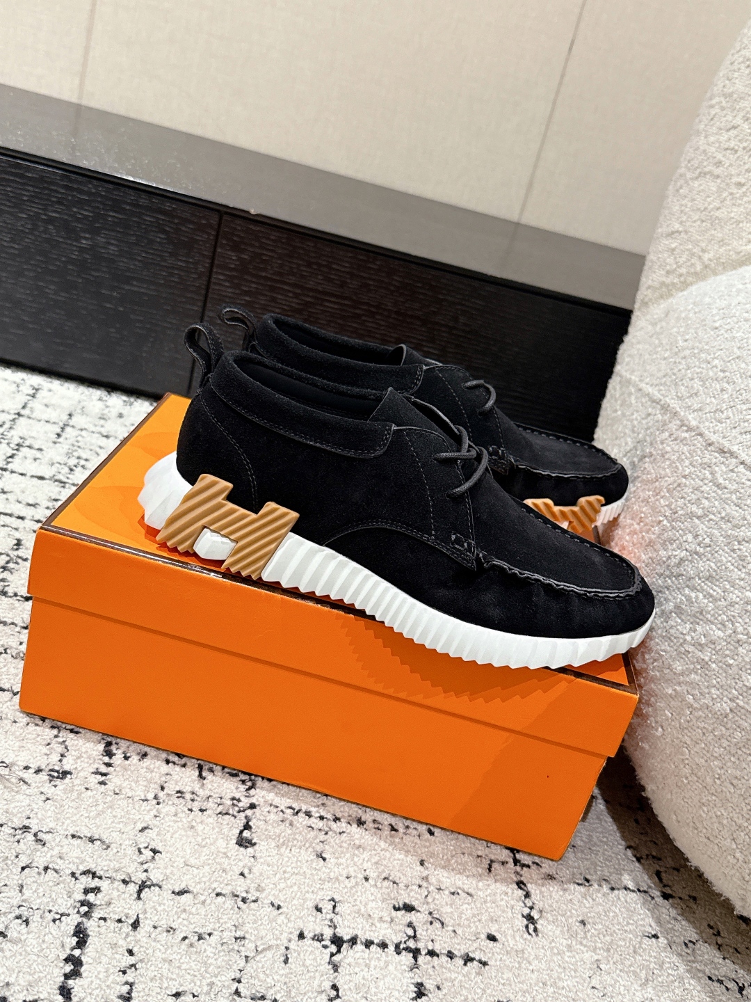 Hermes Black Suede Casual Sneakers