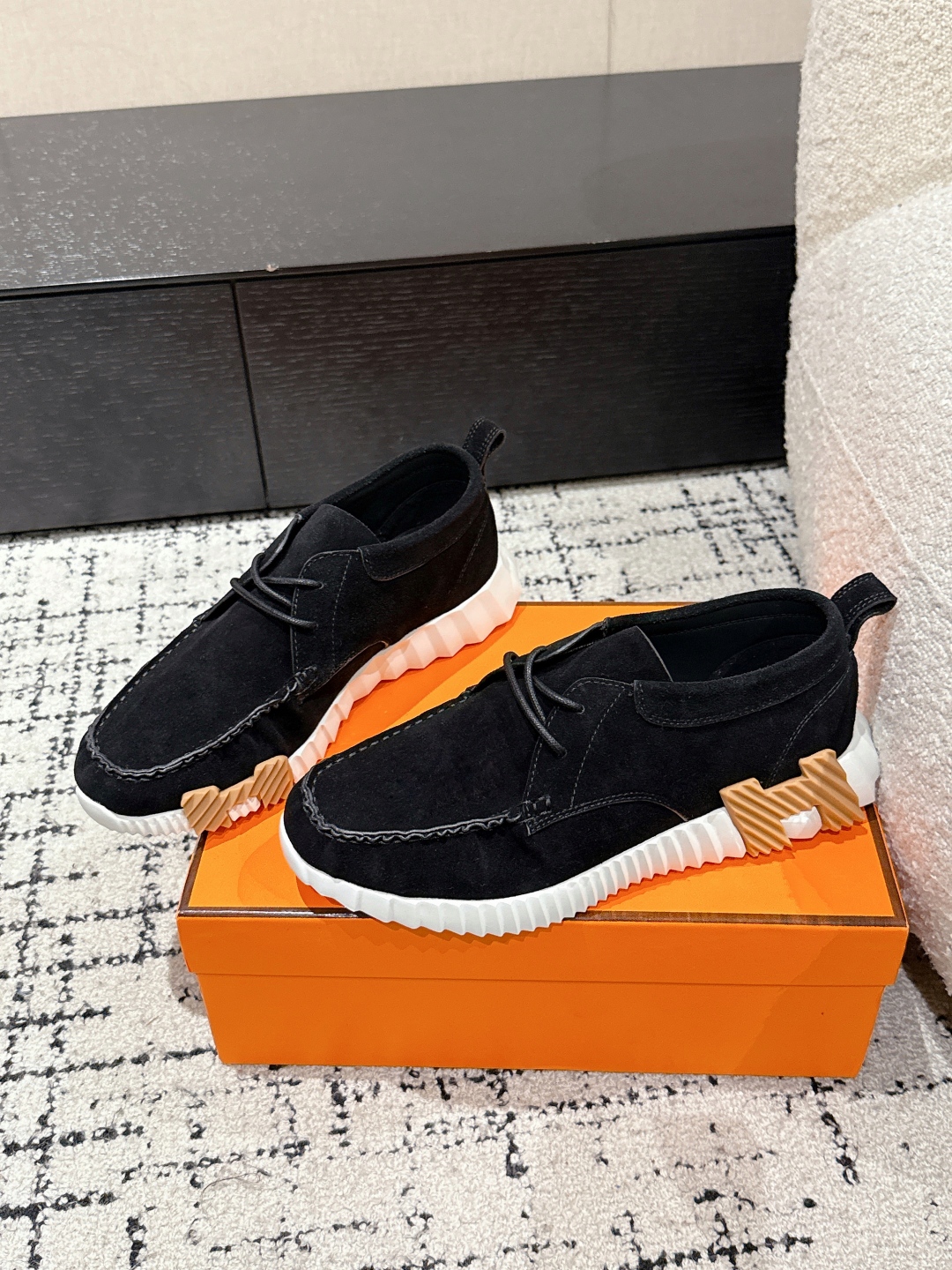 Hermes Black Suede Casual Sneakers