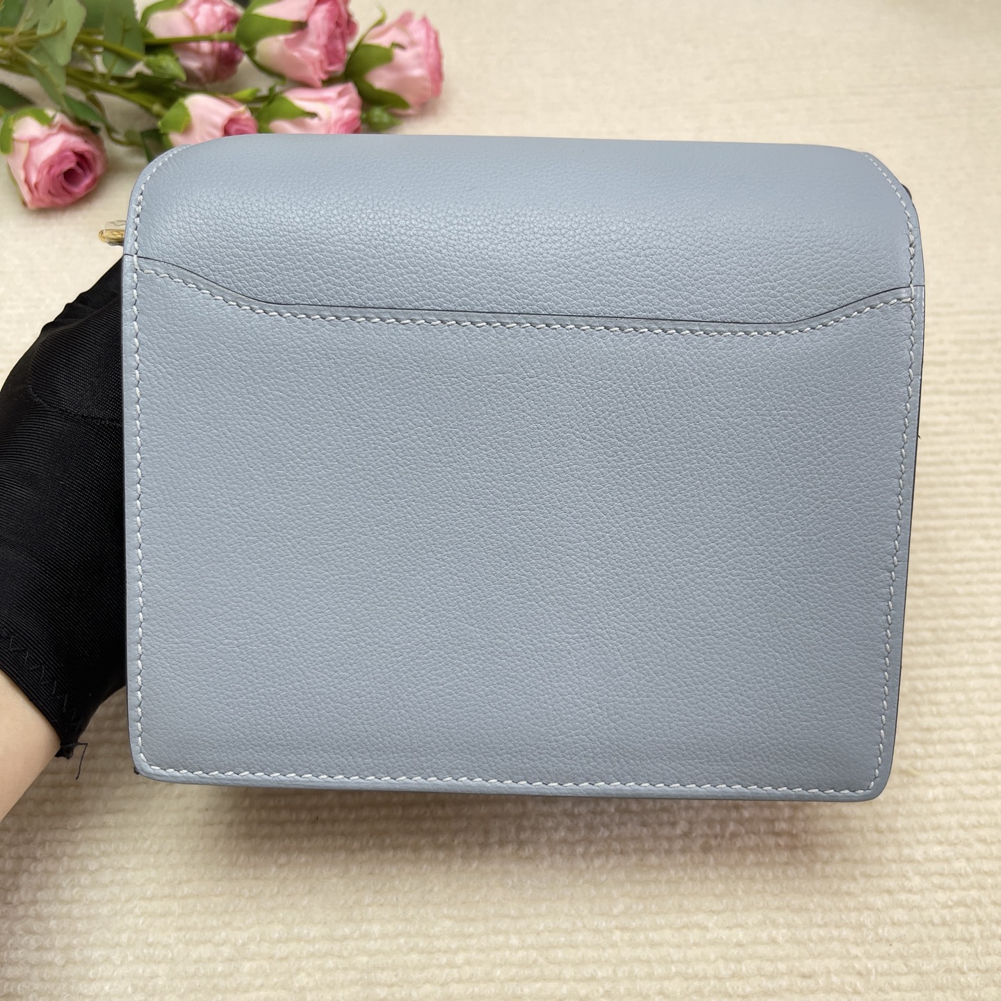 Hermes Bleu Lin Evercolor Mini Roulis 18