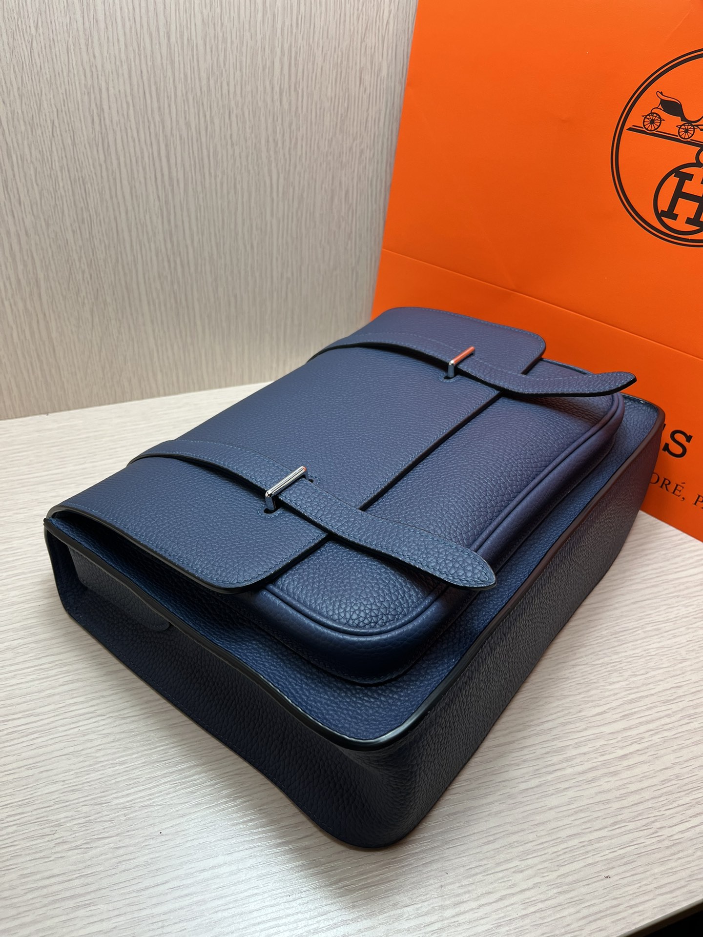 Hermes Blue Steve 35 Messenger Bag