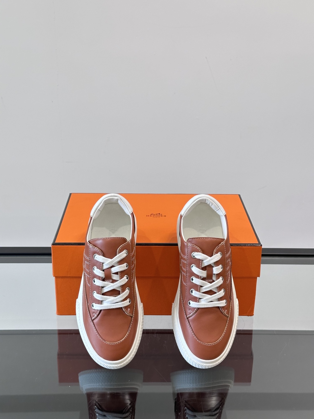 Hermes  Calfskin Deep Sneakers  Naturel