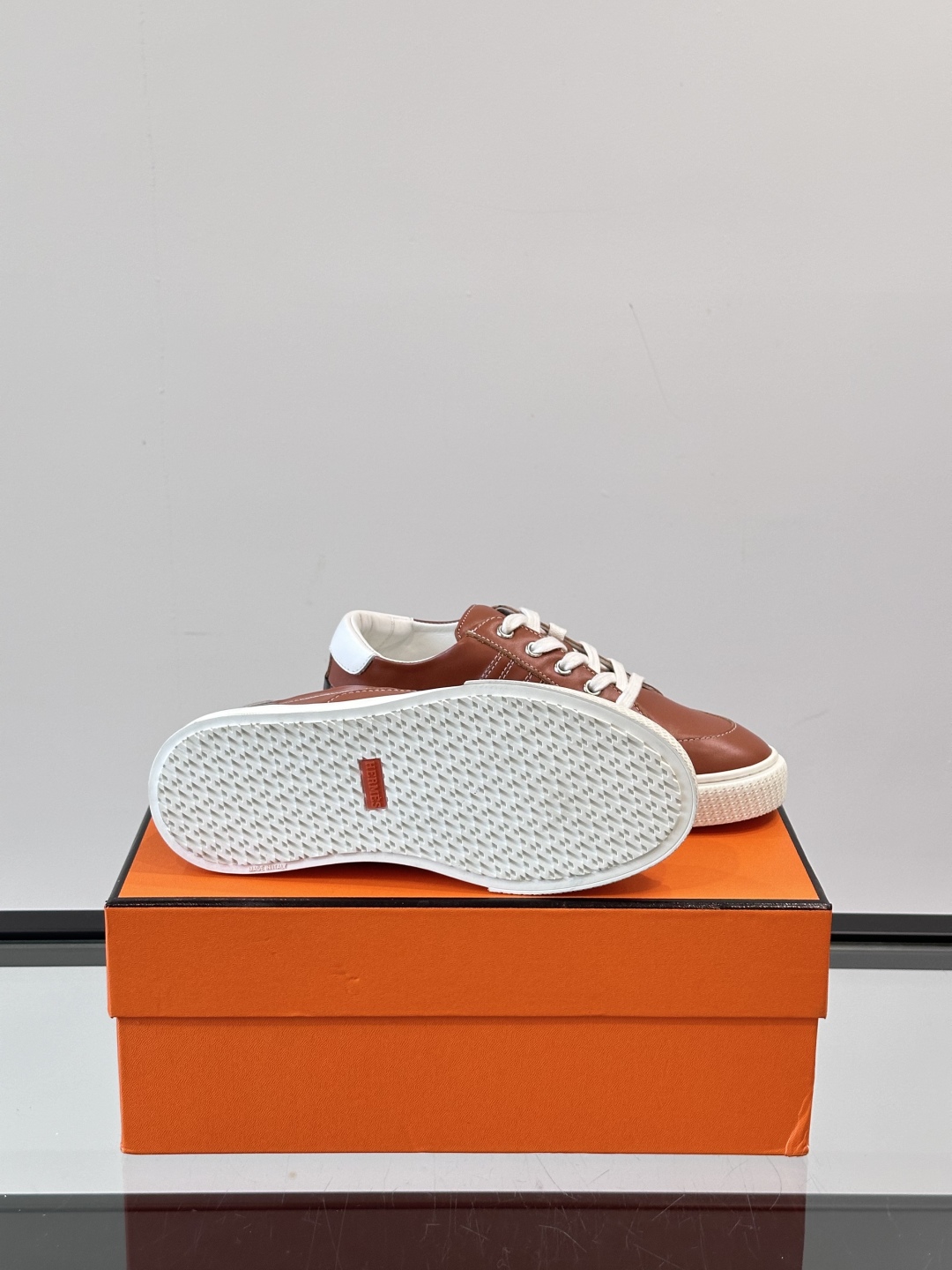 Hermes  Calfskin Deep Sneakers  Naturel