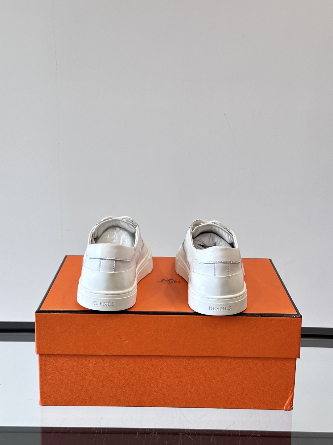 Hermes  Calfskin Deep Sneakers  White Naturel