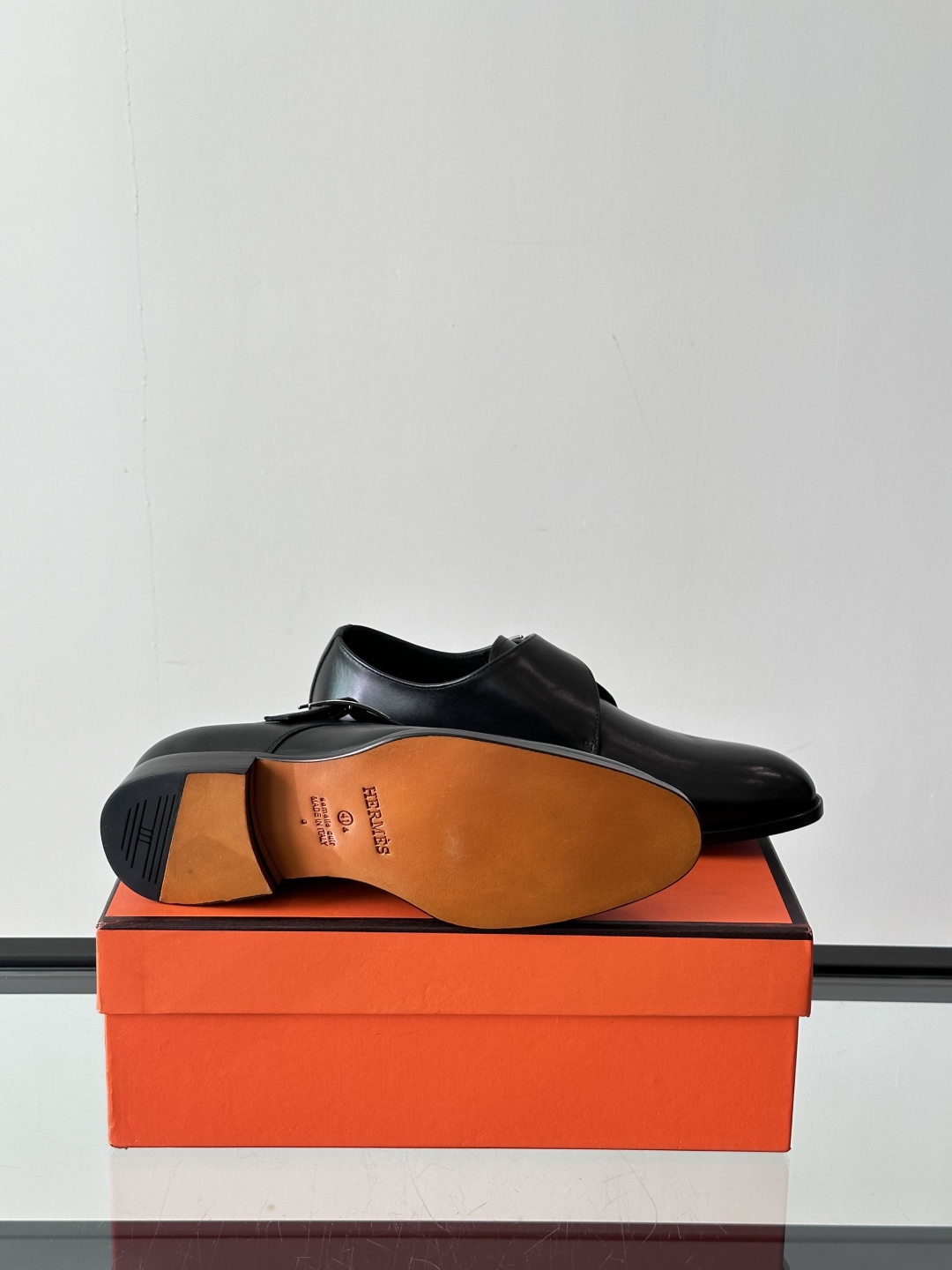 Hermes  Calfskin Mens Buckle Loafers  Black