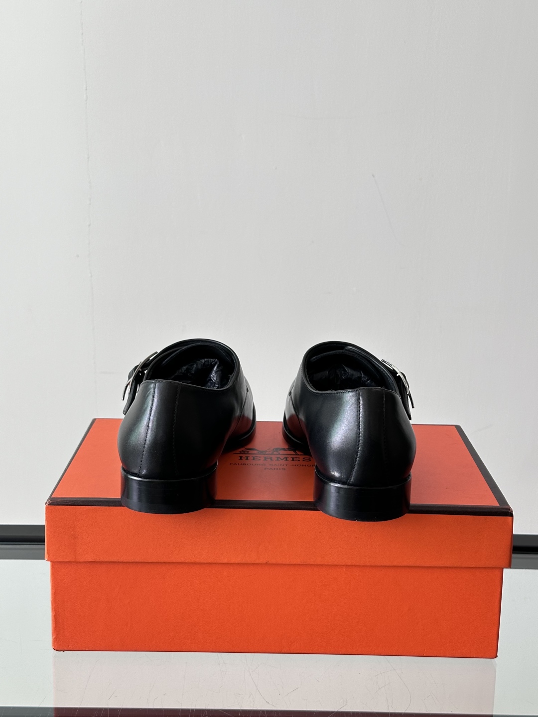 Hermes  Calfskin Mens Buckle Loafers  Black