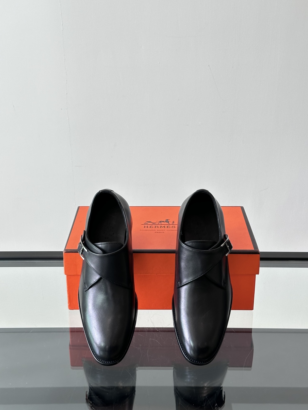 Hermes  Calfskin Mens Buckle Loafers  Black