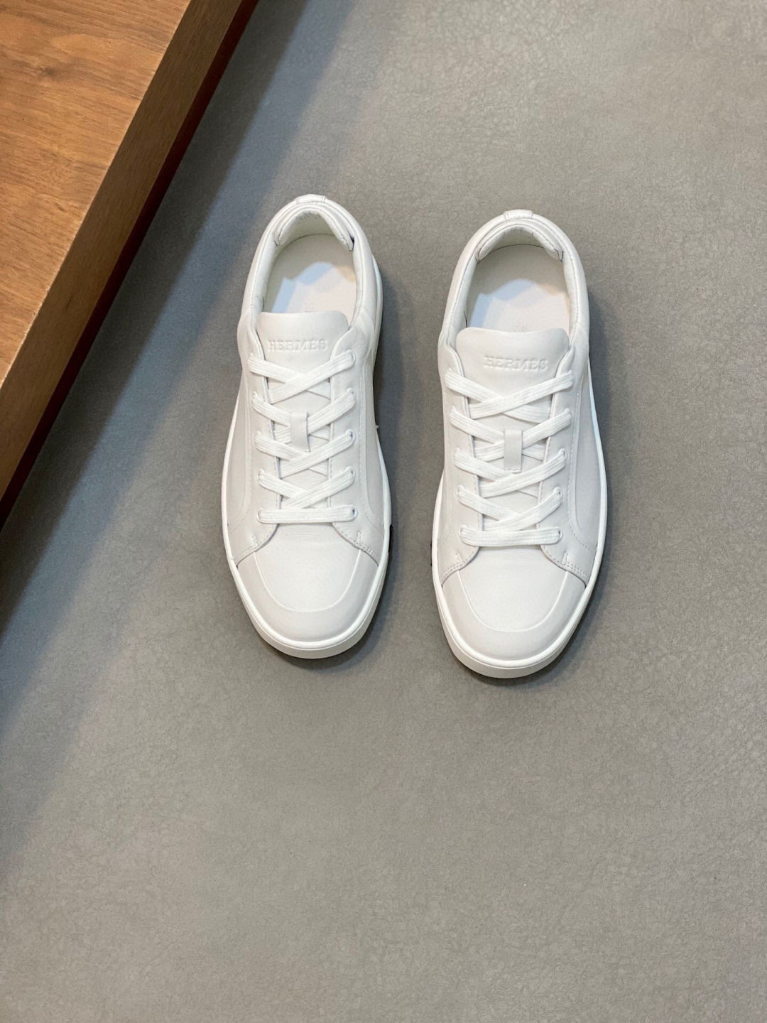 Hermès All White Leather Sneakers - Sleek Design