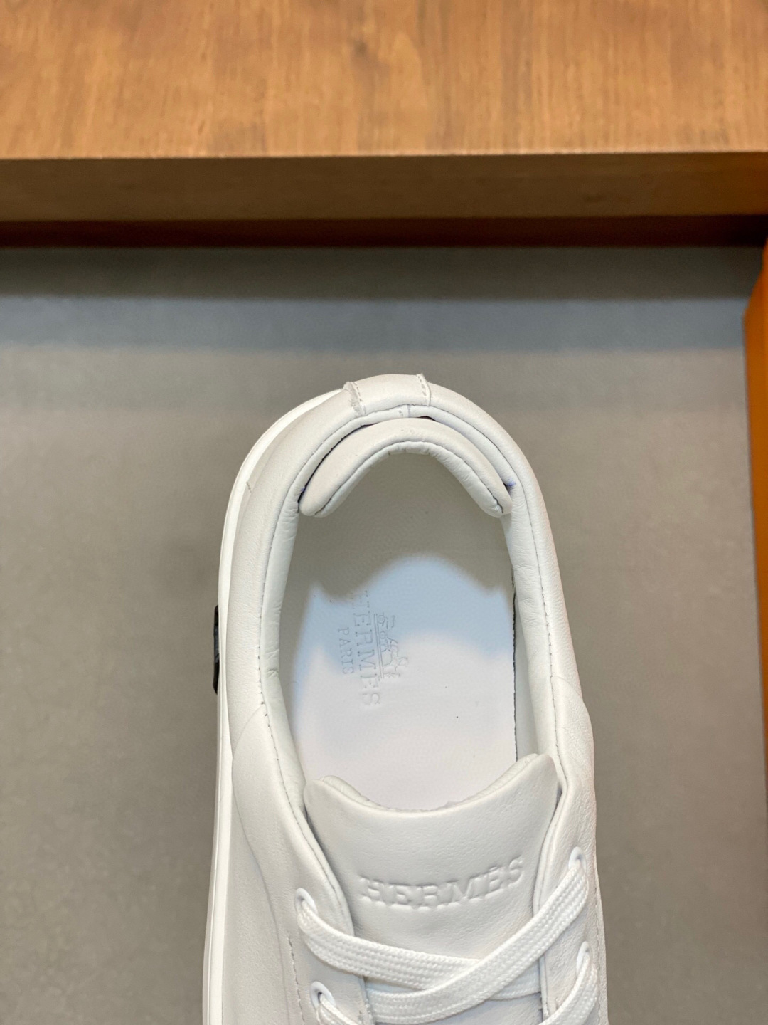 Hermes  Calfskin Suede Goatskin Mens Kid Sneakers White