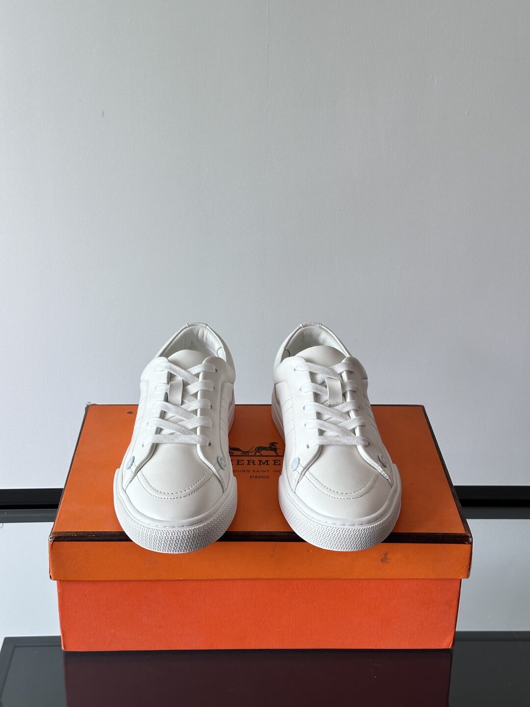 Hermes  Calfskin Womens Deep Sneakers White