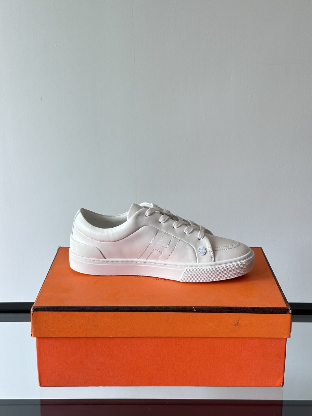 Hermes  Calfskin Womens Deep Sneakers White