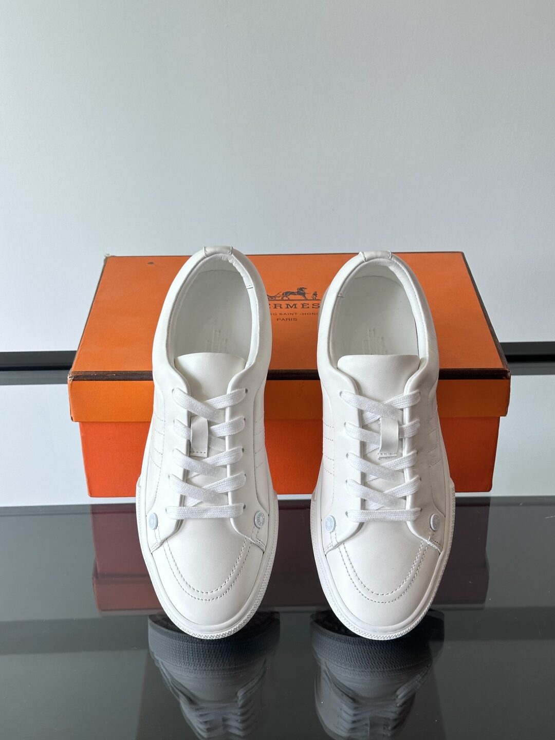 Hermes  Calfskin Womens Deep Sneakers White