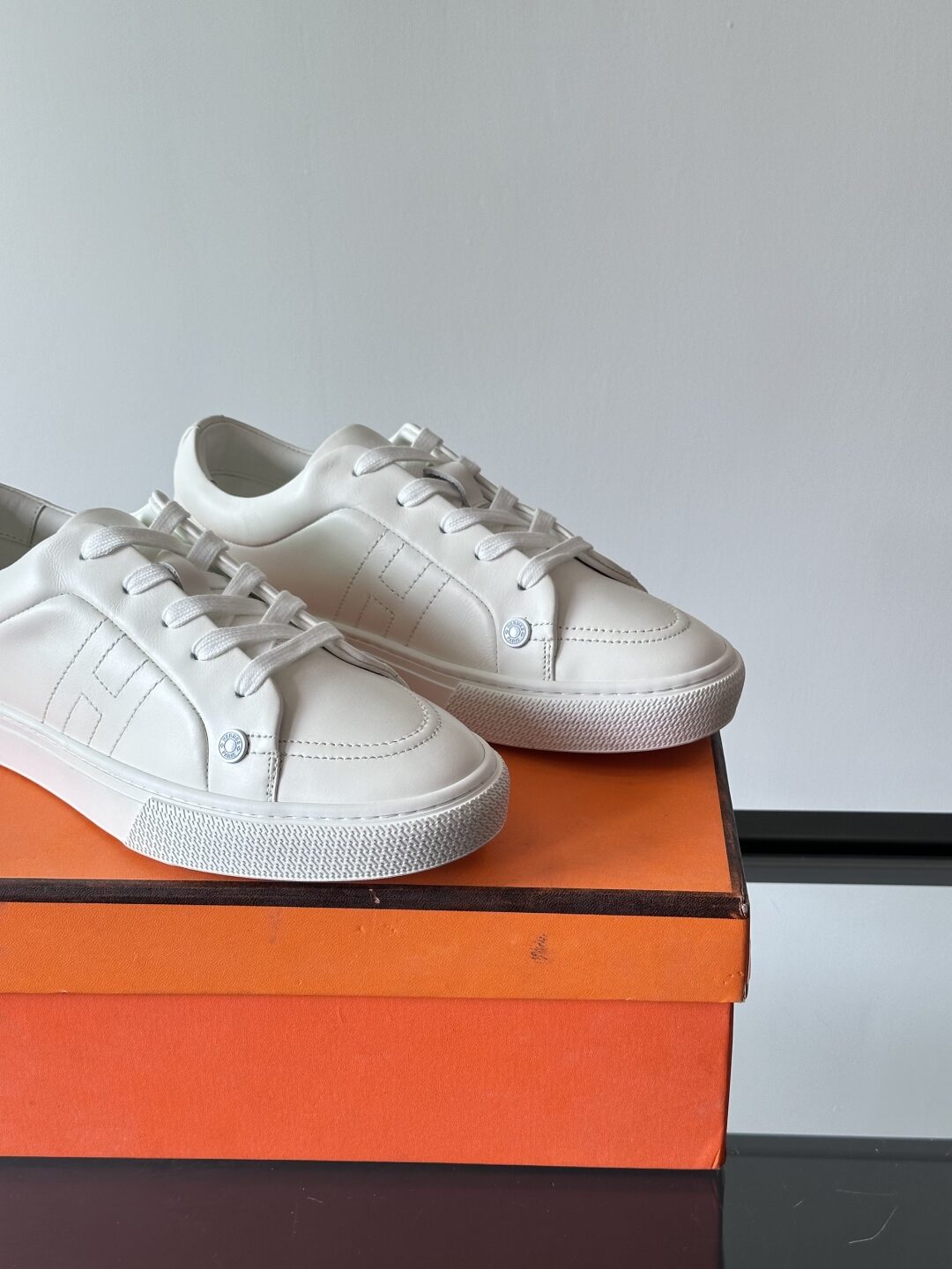 Hermes  Calfskin Womens Deep Sneakers White