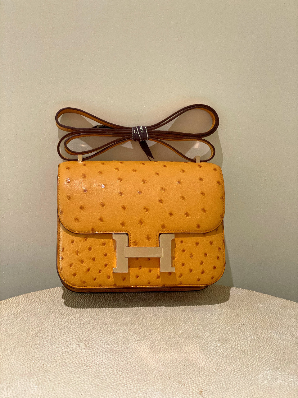 Hermes Constance 18 Gold Ostrich Gold Hardware