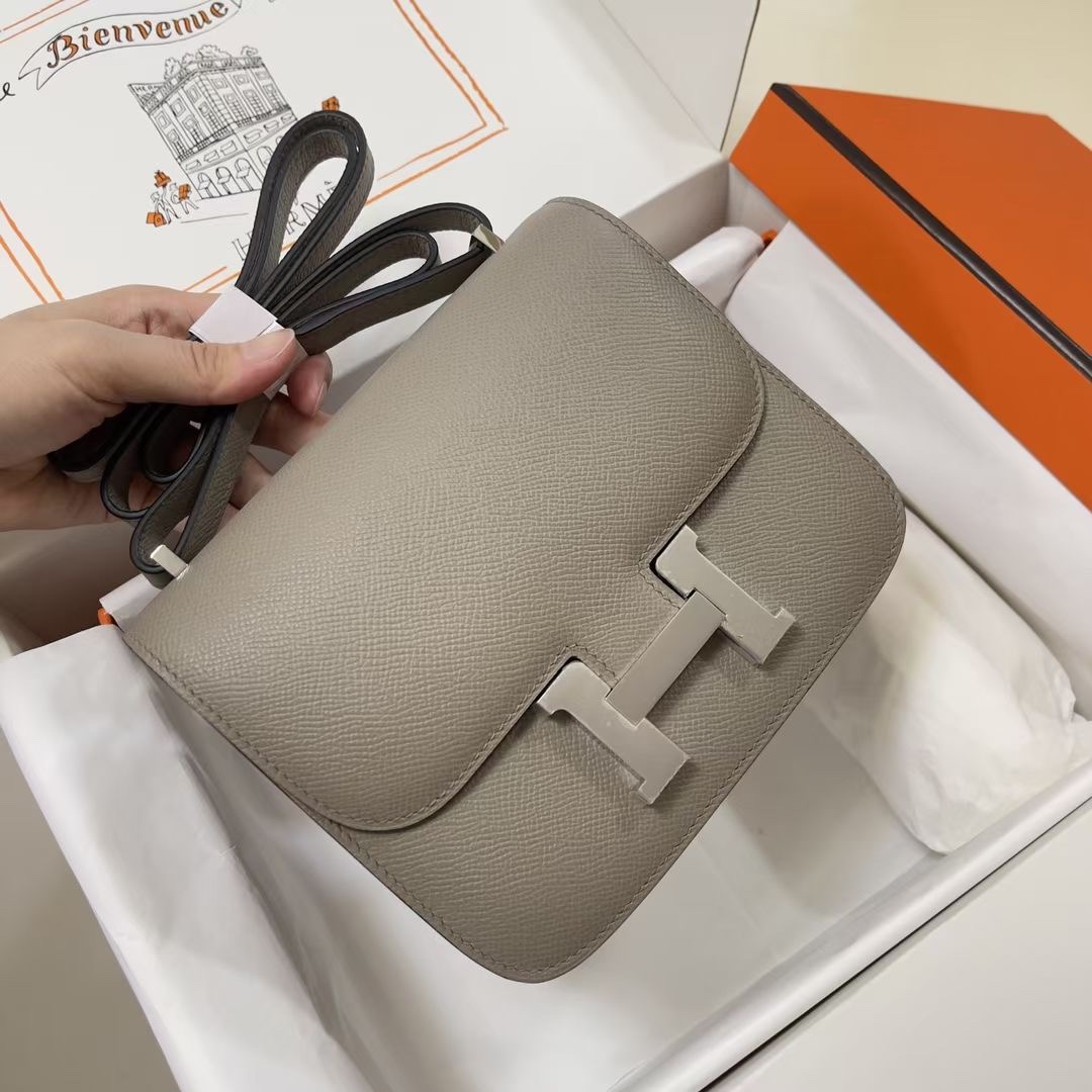 Hermes Constance 18 Gris Etain Epsom PHW