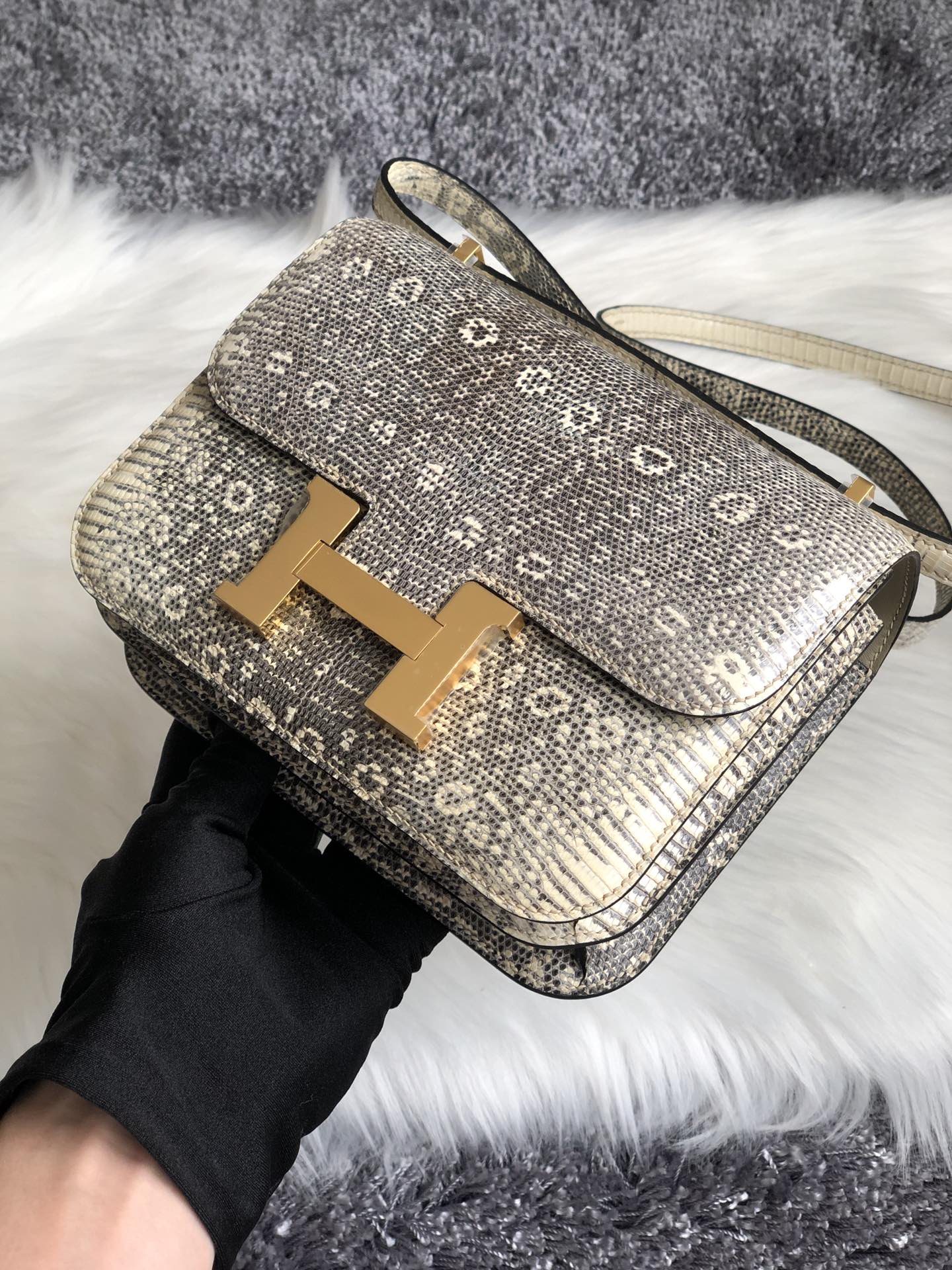 Hermes Constance 18 Mini Lizard Ombre Gold Buckle Lizard Gold Buckle
