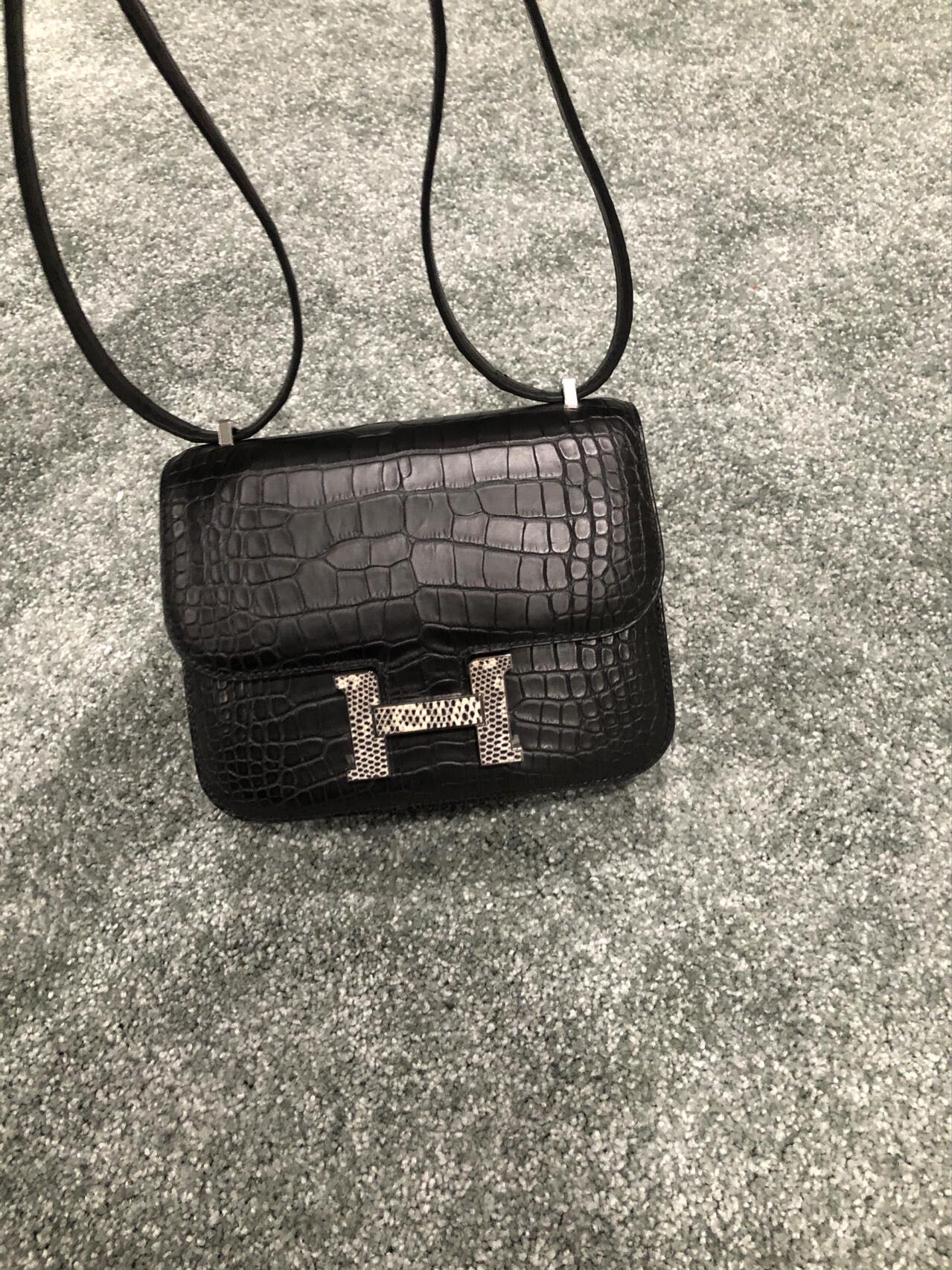 Hermes Constance 18cm Noir Alligator Crocodile Black