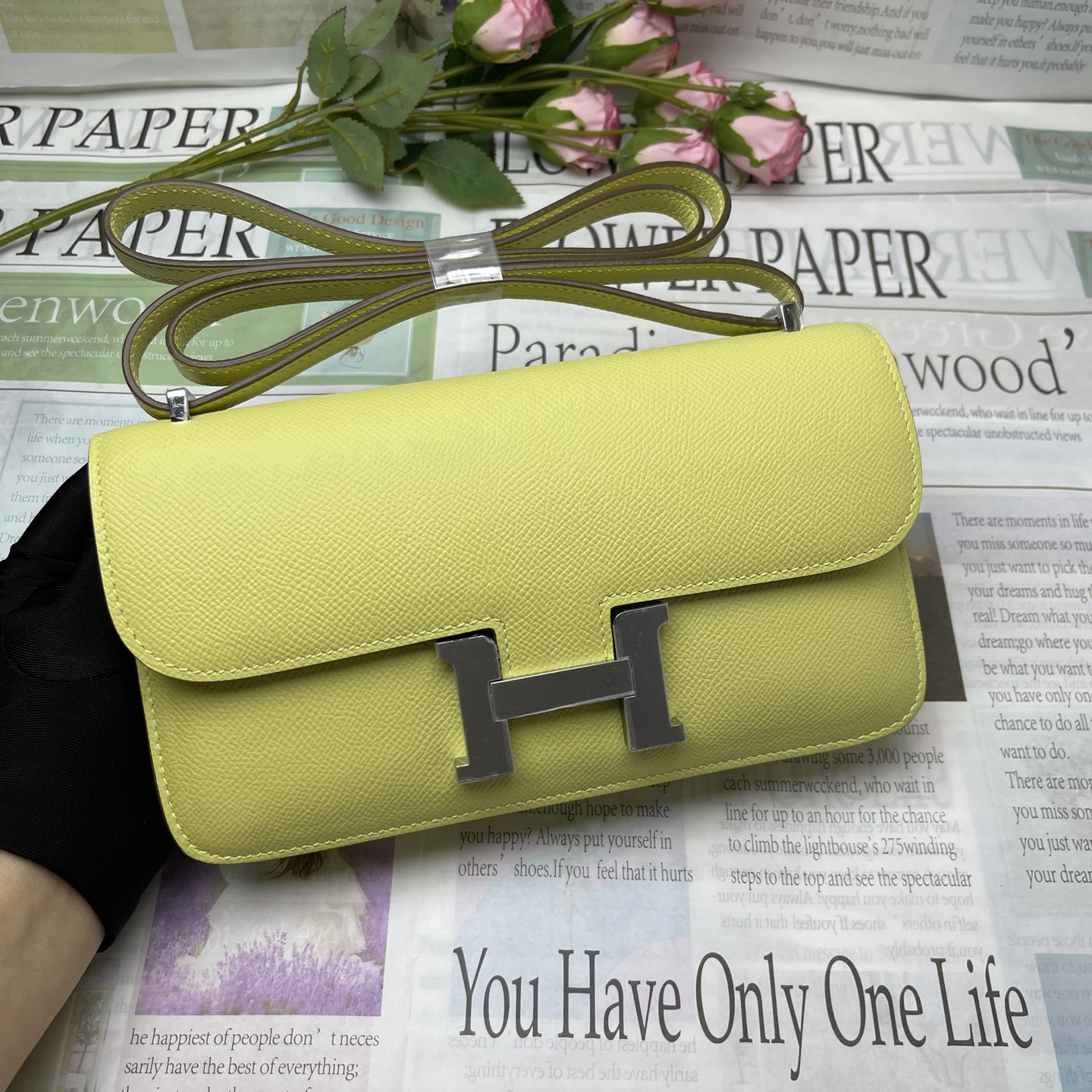 Hermes Constance Elan Bag Green Silver Logo