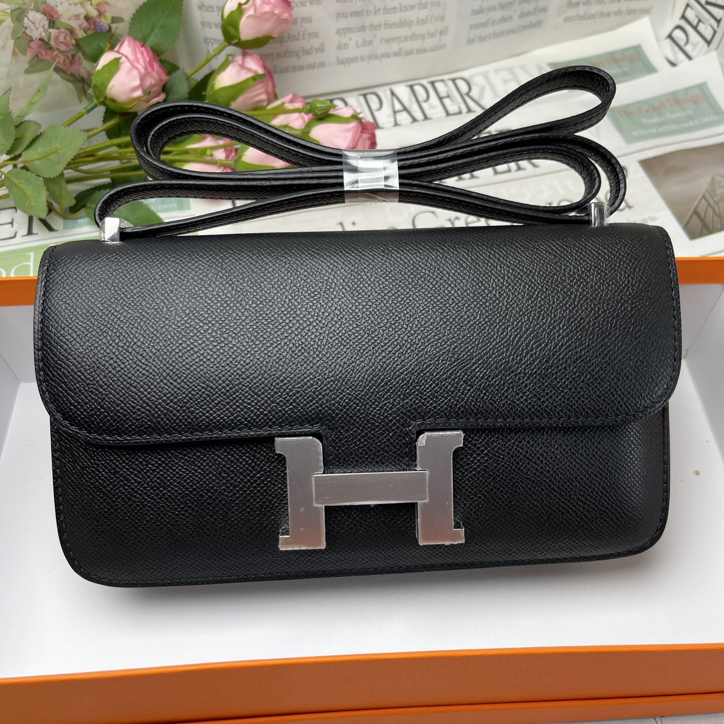 Hermes Constance Elan Black Epsom Palladium Hardware