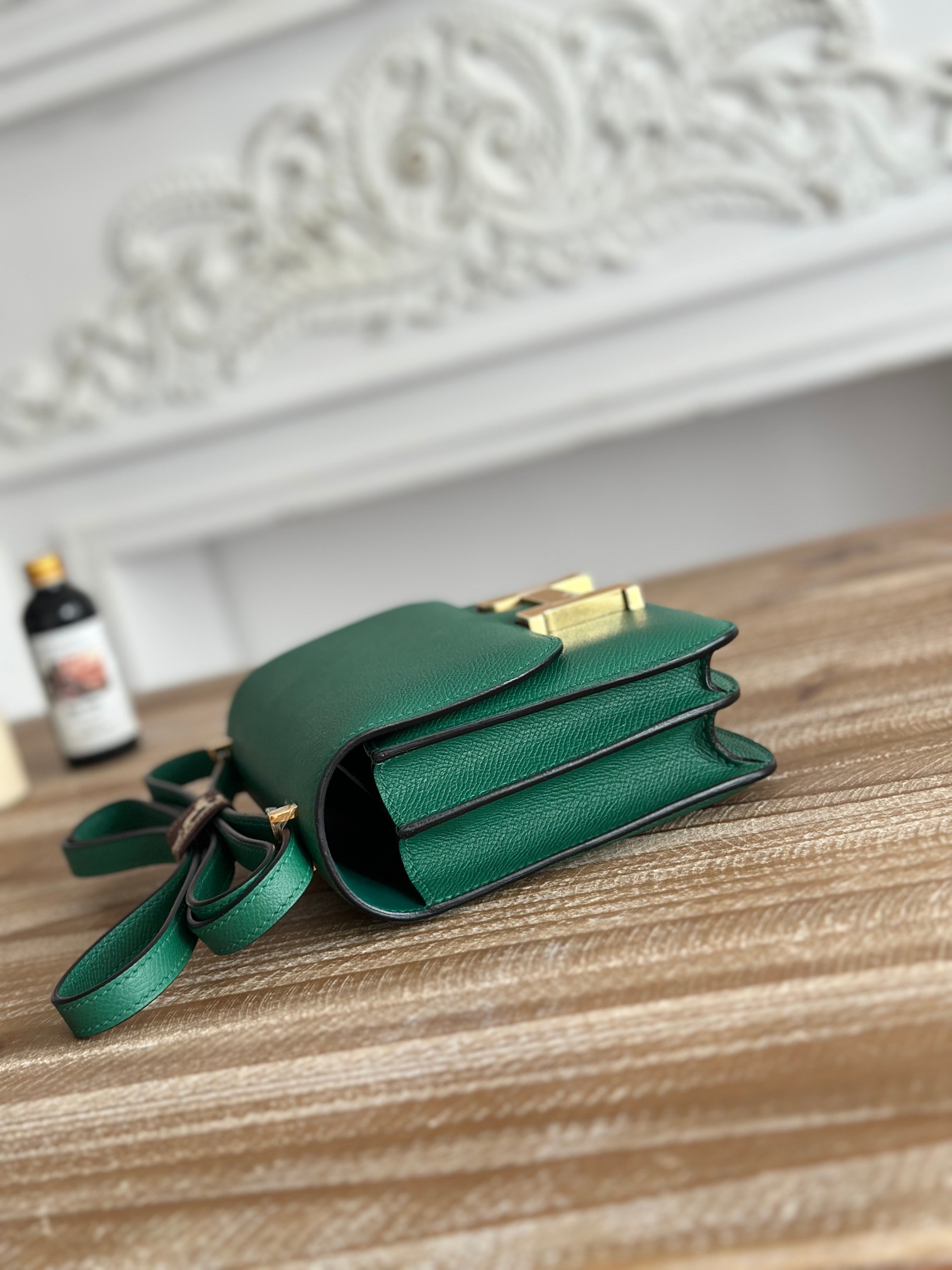 Hermes Constance handbag in Green Epsom leather with gold accessories