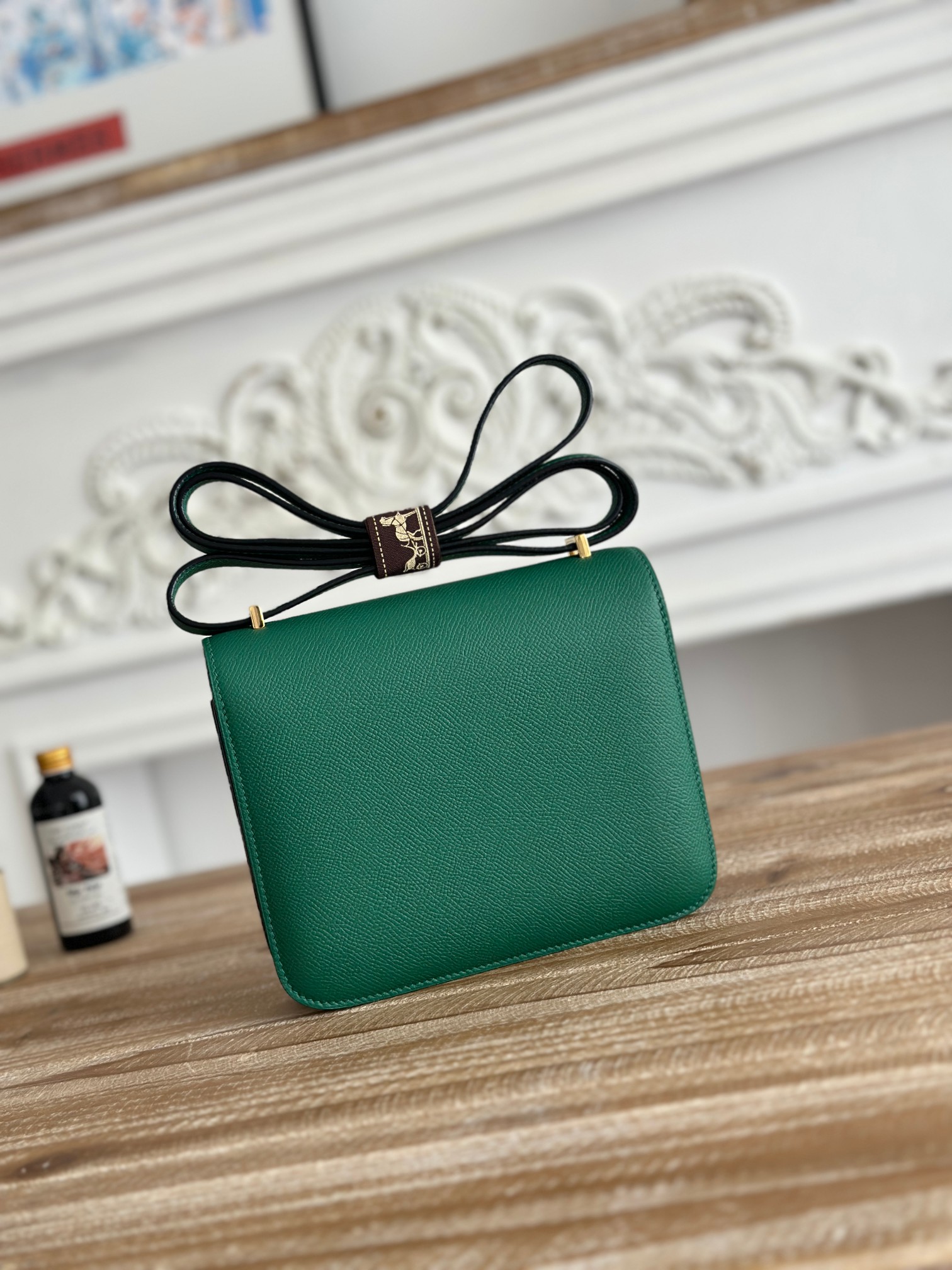 Hermes Constance handbag in Green Epsom leather with gold accessories