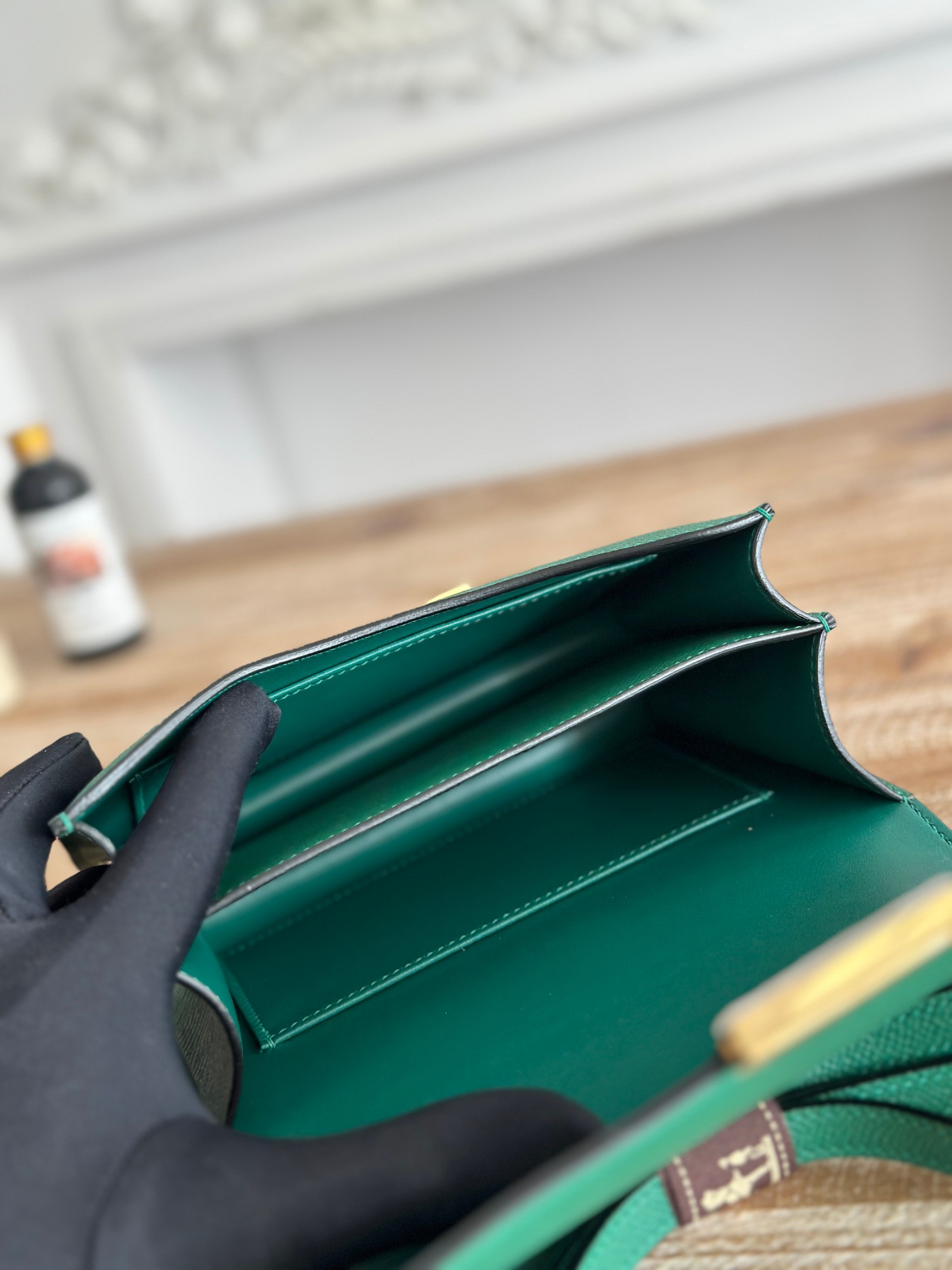 Hermes Constance handbag in Green Epsom leather with gold accessories