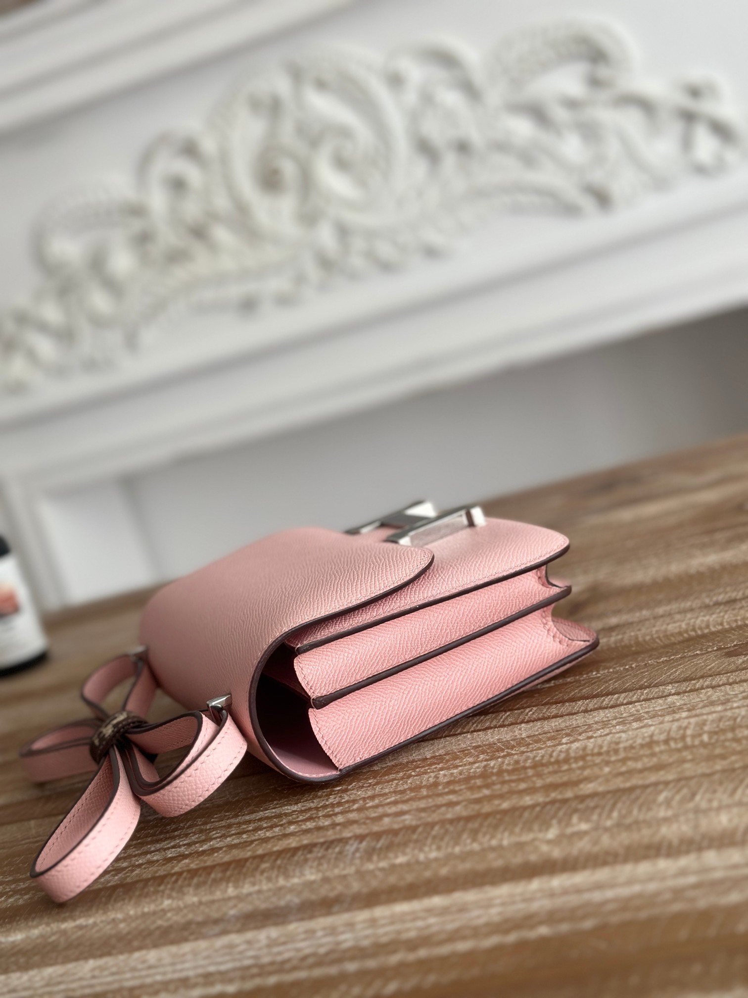 Hermes Constance handbag in Rose Epsom leather with Silver accessories