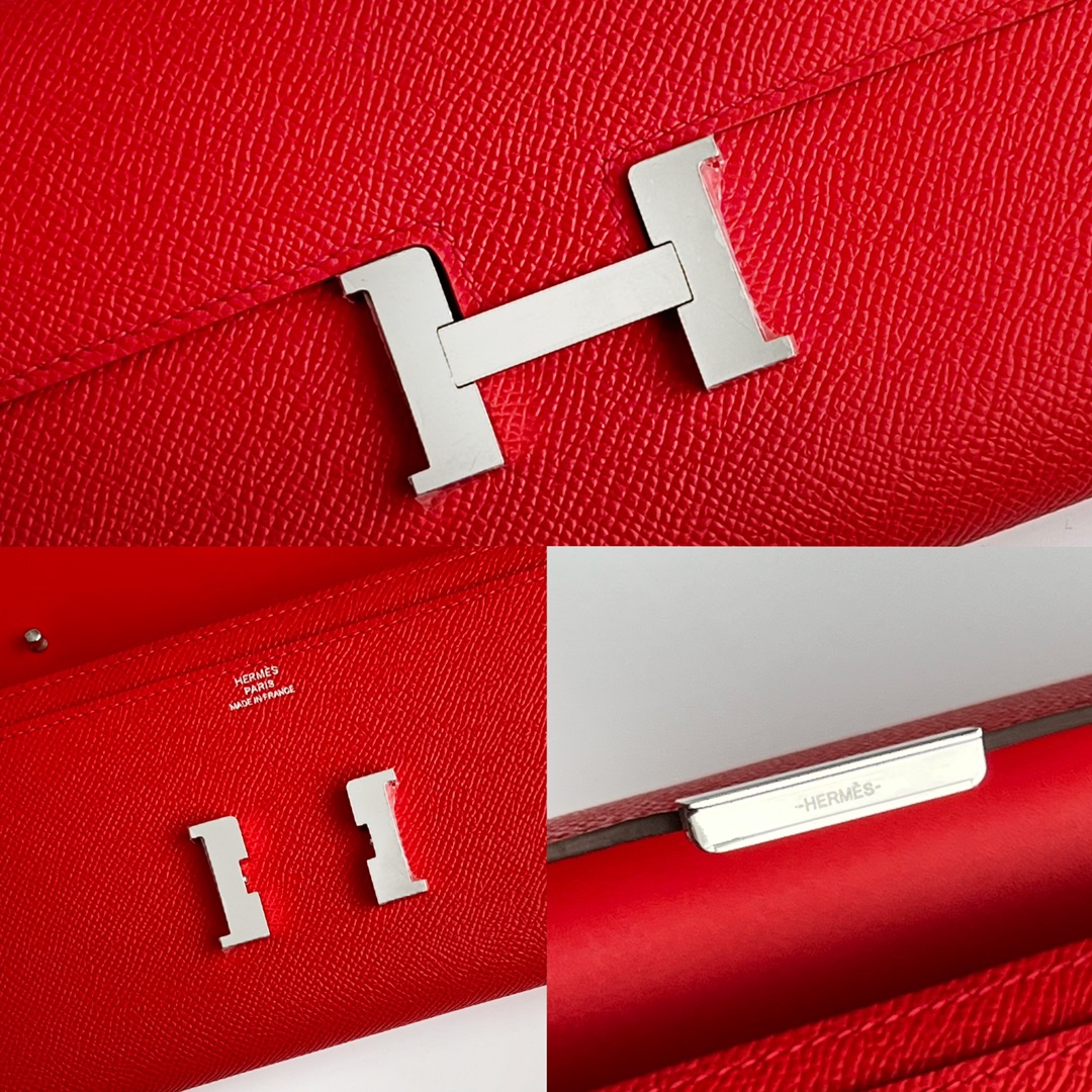 Hermes Constance Long To Go Wallet Rouge Casaque Palladium