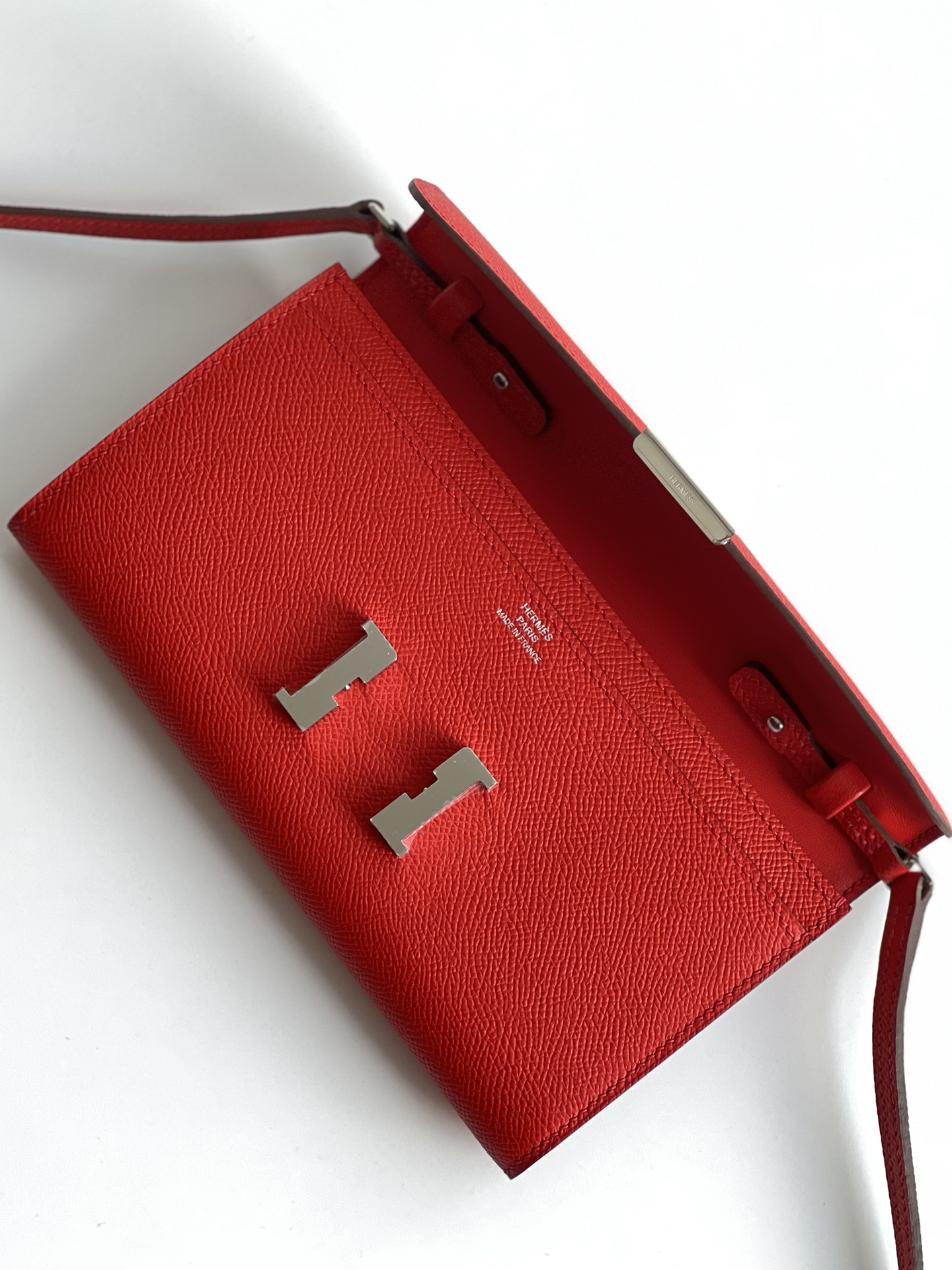 Hermes Constance Long To Go Wallet Rouge Casaque Palladium