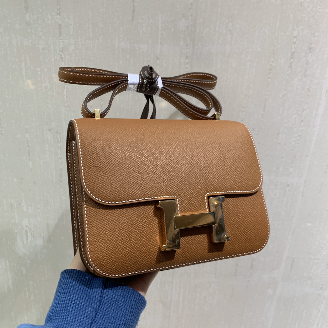 Hermes Constance Mini Gold Epsom Leather Crossbody Bag Hermes
